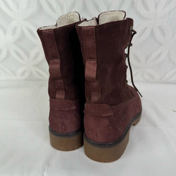 Timberland Women's Jayne Fleece-Lined Boots Burgundy Nubuck Size 8 - Picture 6 of 9